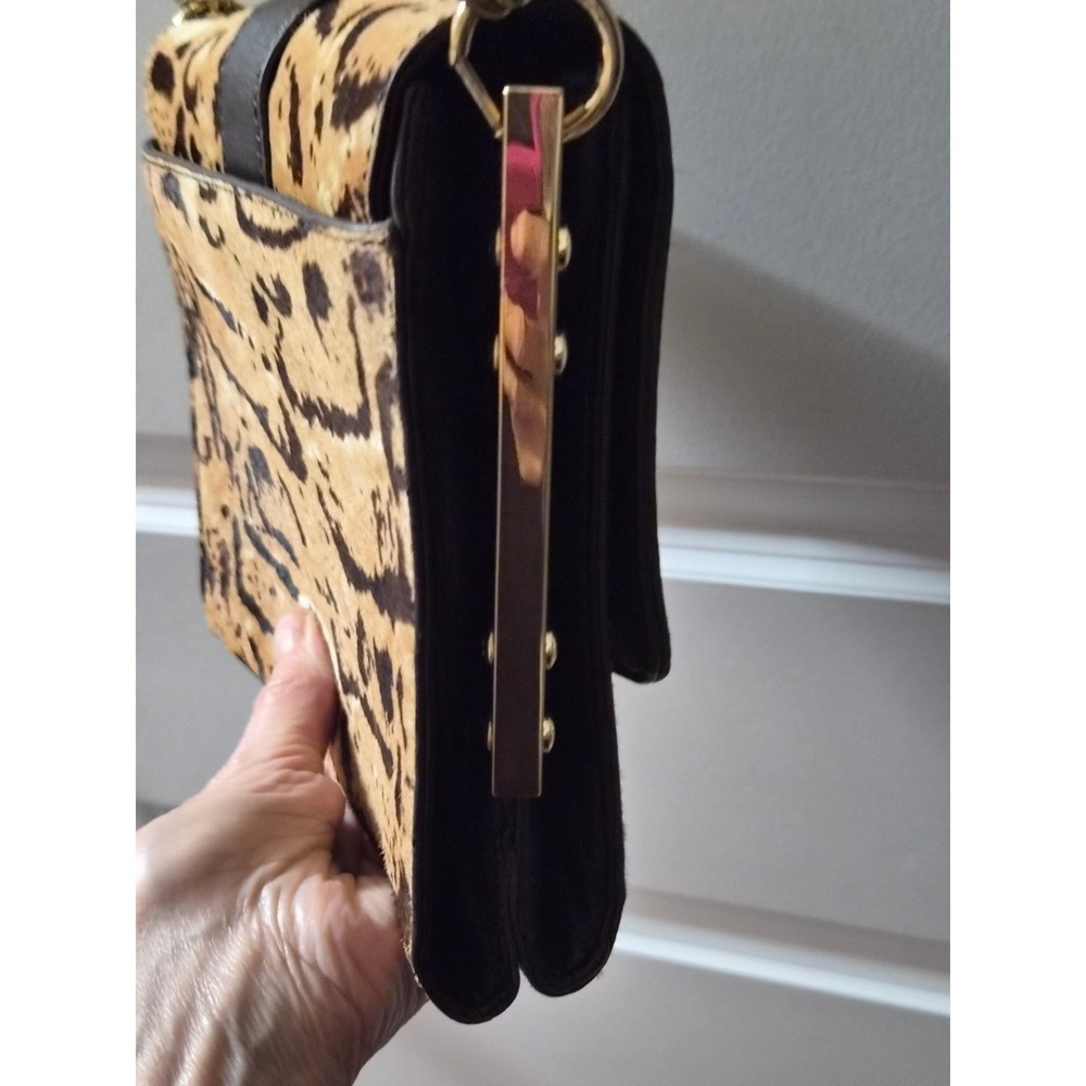 Vince‎ Camuto Leopard Print Calf Hair Gold Chain Shoulder Bag - Picture 7 of 12